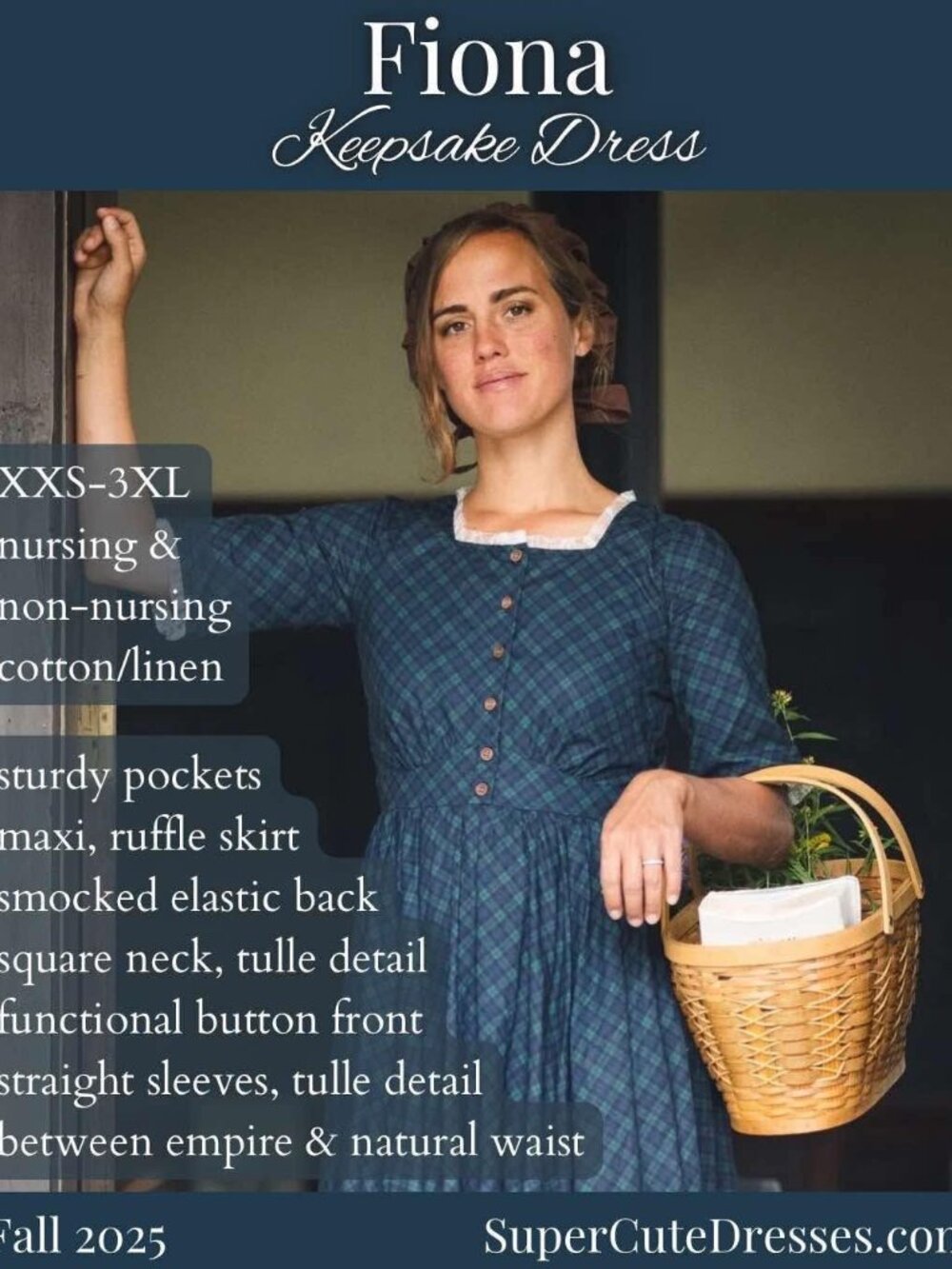 Fiona Dress Keepsake Super Cute Dress  Large Green Blue Black Tartan Blackwatch